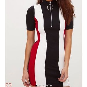Red, Black & white fitted dress!